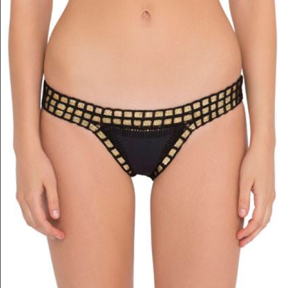 Kiini black and gold crochet Chacha bikini bottoms